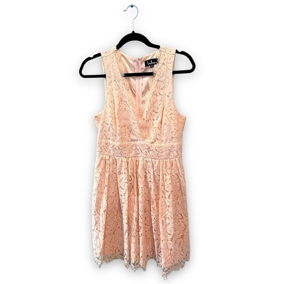 LULUS In This Moment Blush Pink Lace Sleeveless Dress | Bridesmaid | Size Medium - Picture 4 of 11